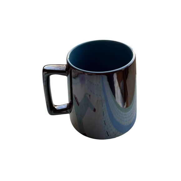 Iridescent Ceramic Mug With Blue Interior - Picture 4 of 14